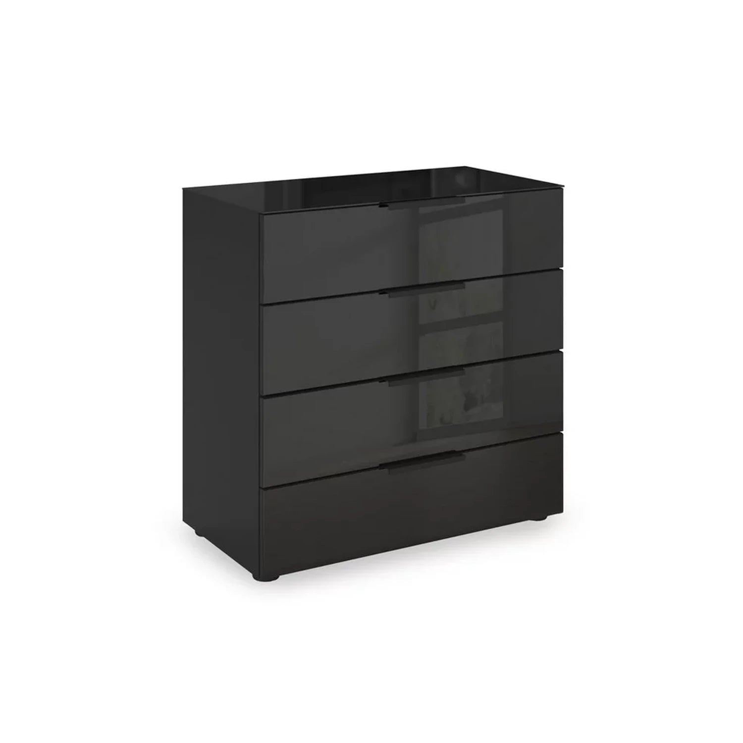 Rauch Haven 80cm 4 Drawer Chest with Glass Top and Front in Black