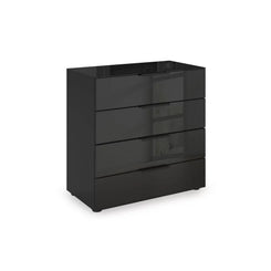 Rauch Haven 80cm 4 Drawer Chest with Glass Top and Front in Black