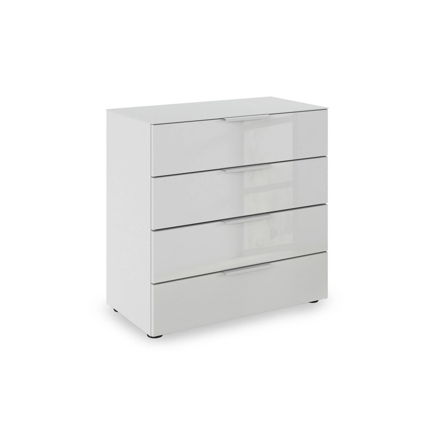 Rauch Haven 80cm 4 Drawer Chest with Glass Top and Front in Silk Grey