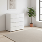 Rauch Heaven 80cm 4 Drawer Chest with Glass Front in Alpine White styled in a modern room