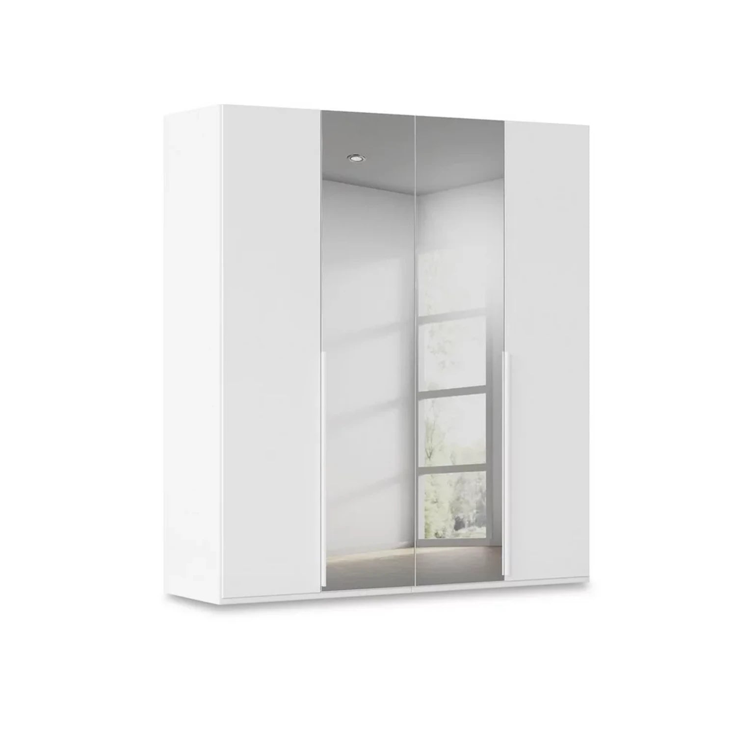 Rauch Haven 4 Door Hinged Wardrobe with 2 Décor Doors and 2 Mirror Doors in White