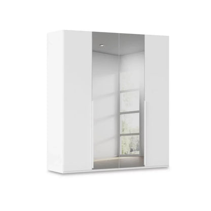 Rauch Haven 4 Door Hinged Wardrobe with 2 Décor Doors and 2 Mirror Doors in White