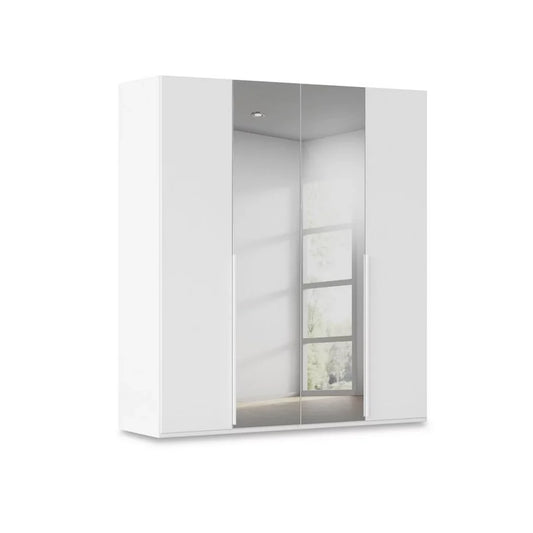 Rauch Haven 4 Door Hinged Wardrobe with 2 Décor Doors and 2 Mirror Doors in White