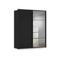 Rauch Haven 2 Door Slider Wardrobe with 1 Décor Door, 1 Mirror Door and Lights in Black
