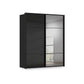 Rauch Heaven 190cm 2 Door Slider Wardrobe with 1 Glass Door, 1 Mirror Door and Lights in Black