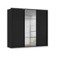 Rauch Haven 3 Door Slider Wardrobe with 2 Décor Doors, 1 Mirror Door and Lights in Black