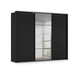 Rauch Haven 3 Door Slider Wardrobe with 2 Décor Doors, 1 Mirror Door and Lights in Black