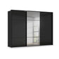 Rauch Haven 3 Door Slider Wardrobe with 2 Glass Doors, 1 Mirror Door & Lights in Black