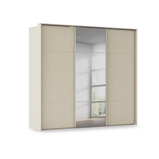 Rauch Haven 3 Door Slider Wardrobe with 2 Décor Doors and 1 Mirror Door in Champagne