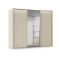 Rauch Haven 3 Door Slider Wardrobe with 2 Décor Doors, 1 Mirror Door and Lights in Champagne