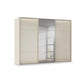 Rauch Haven 3 Door Slider Wardrobe with 2 Glass Doors, 1 Mirror Door & Lights in Champagne