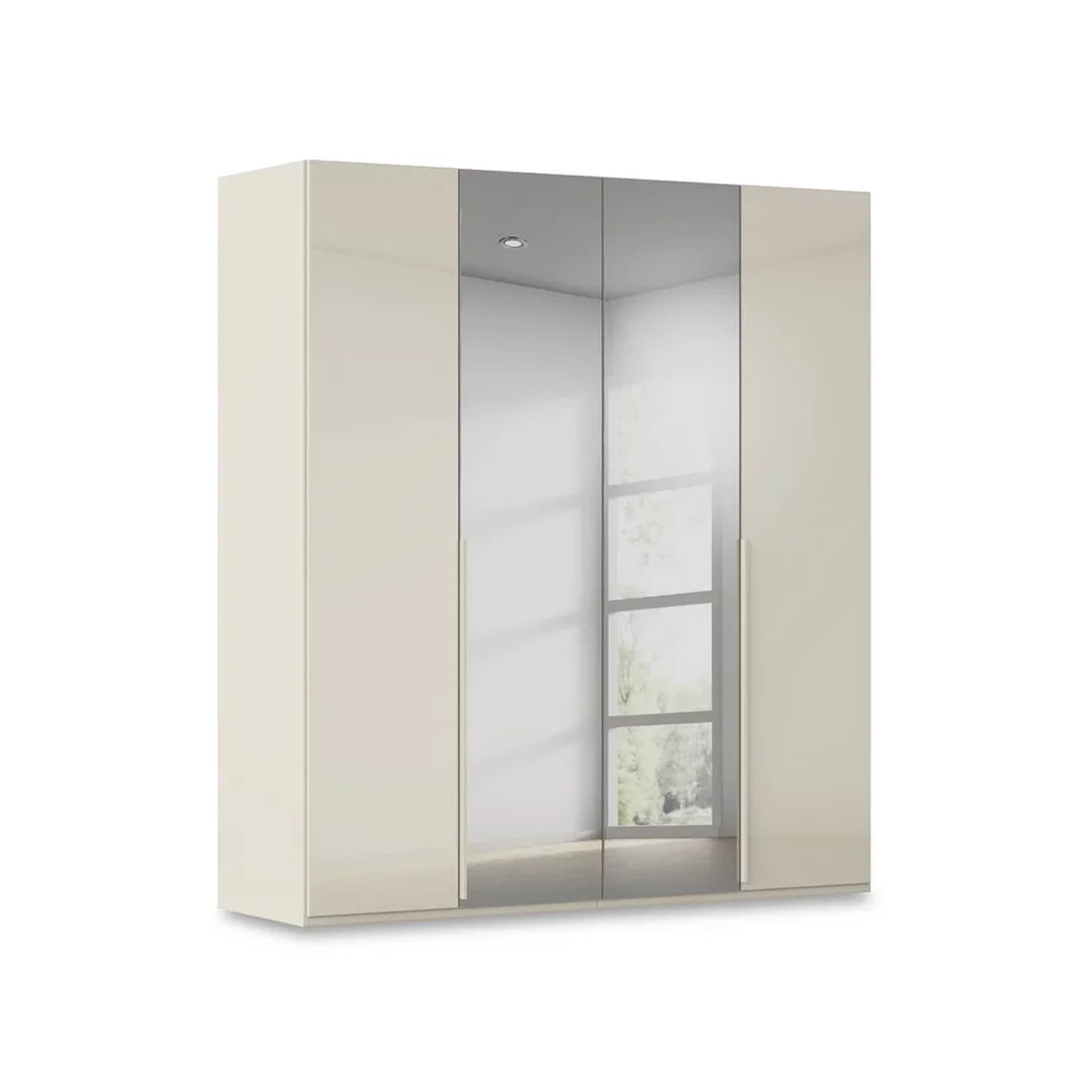 Rauch Haven 4 Door Hinged Wardrobe with 2 Glass Doors and 2 Mirror Doors in Champagne