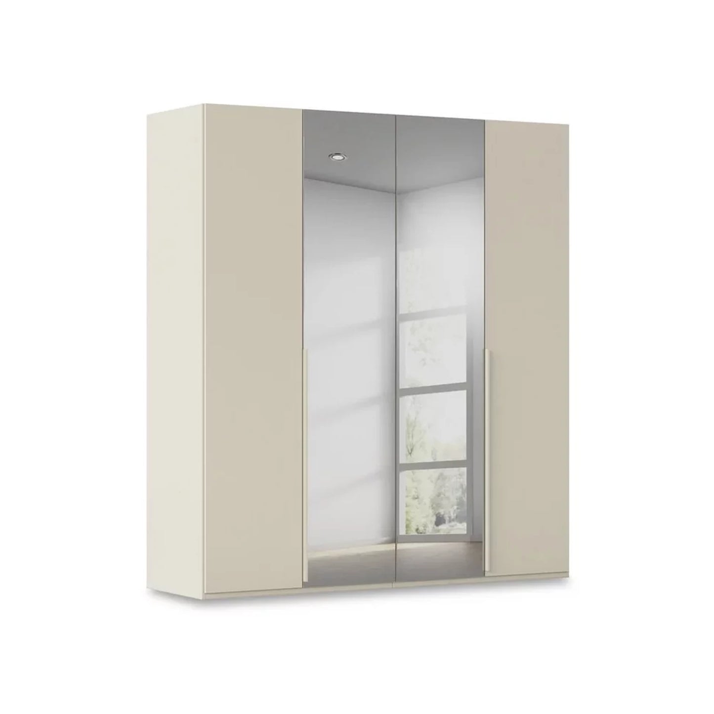Rauch Haven 4 Door Hinged Wardrobe with 2 Décor Doors and 2 Mirror Doors in Champagne