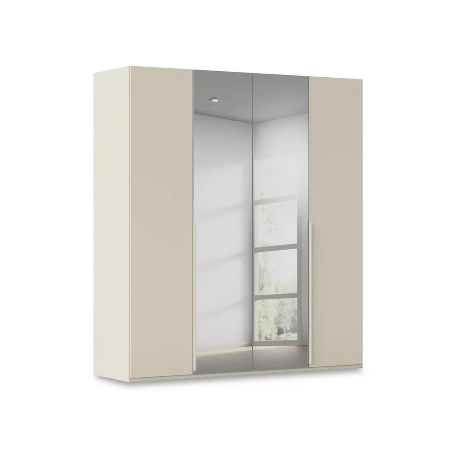 Rauch Haven 4 Door Hinged Wardrobe with 2 Décor Doors and 2 Mirror Doors in Champagne