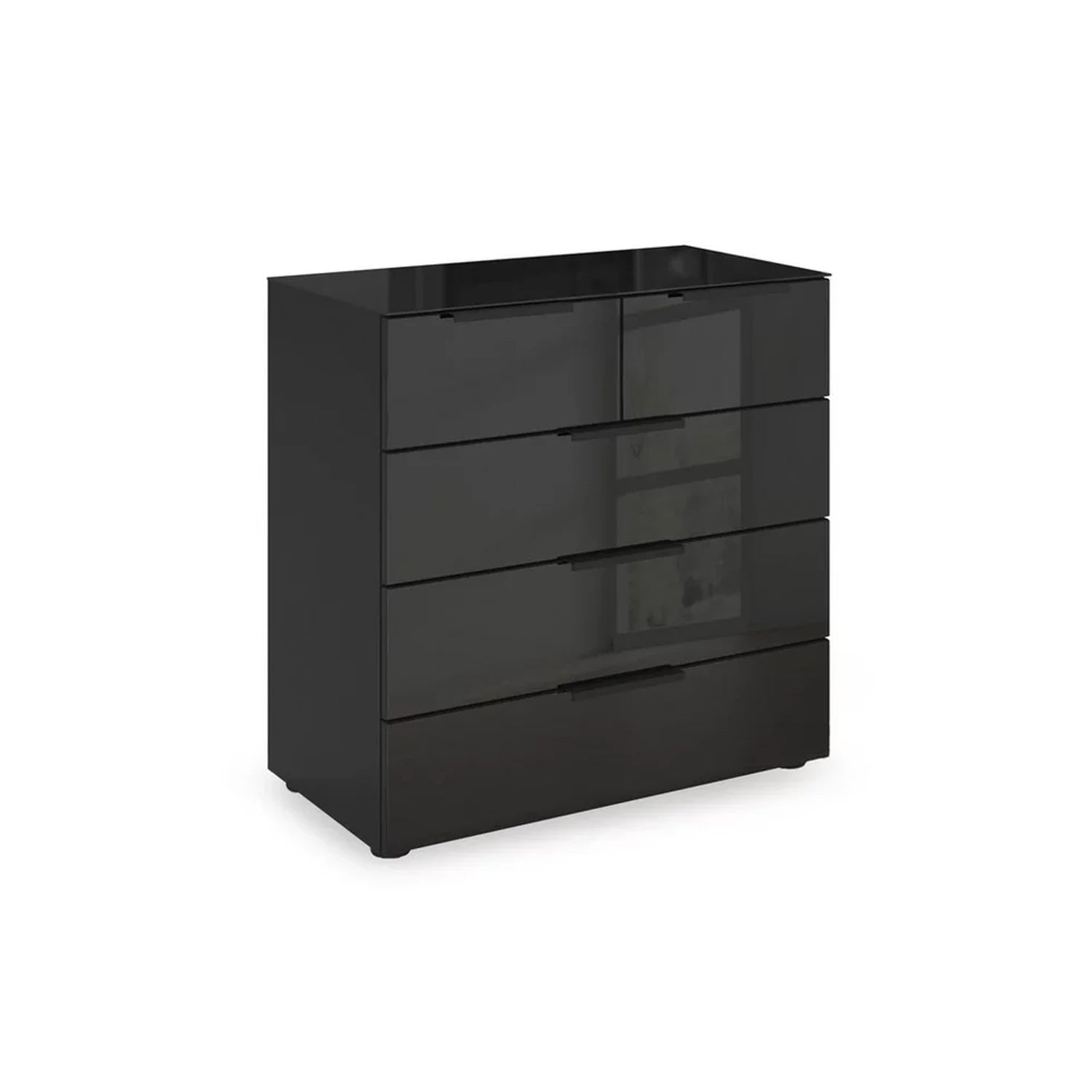 Rauch Heaven 3+2 Drawer Chest with Glass Top and Front in Black