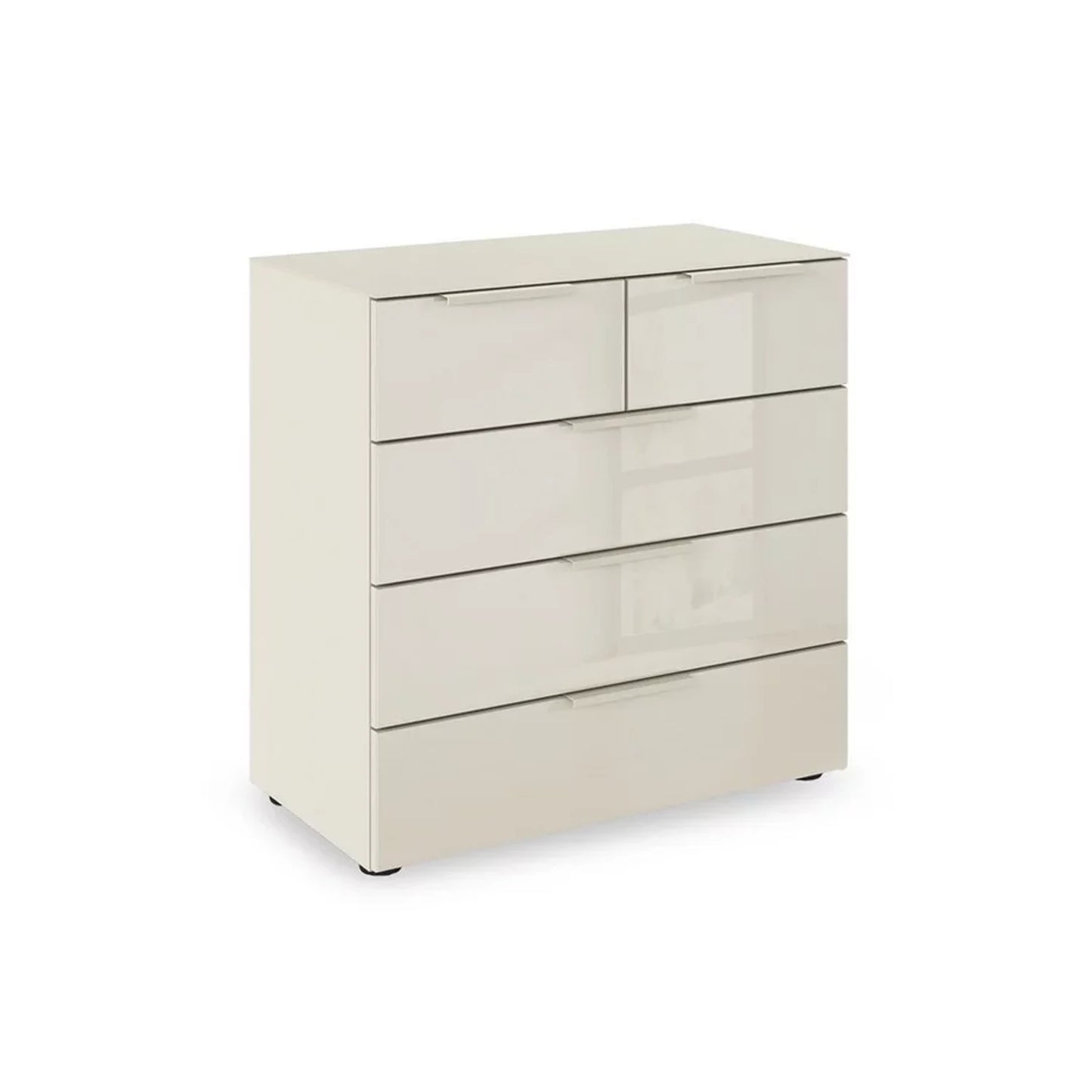 Rauch Heaven 3+2 Drawer Chest with Glass Top and Front in Champagne