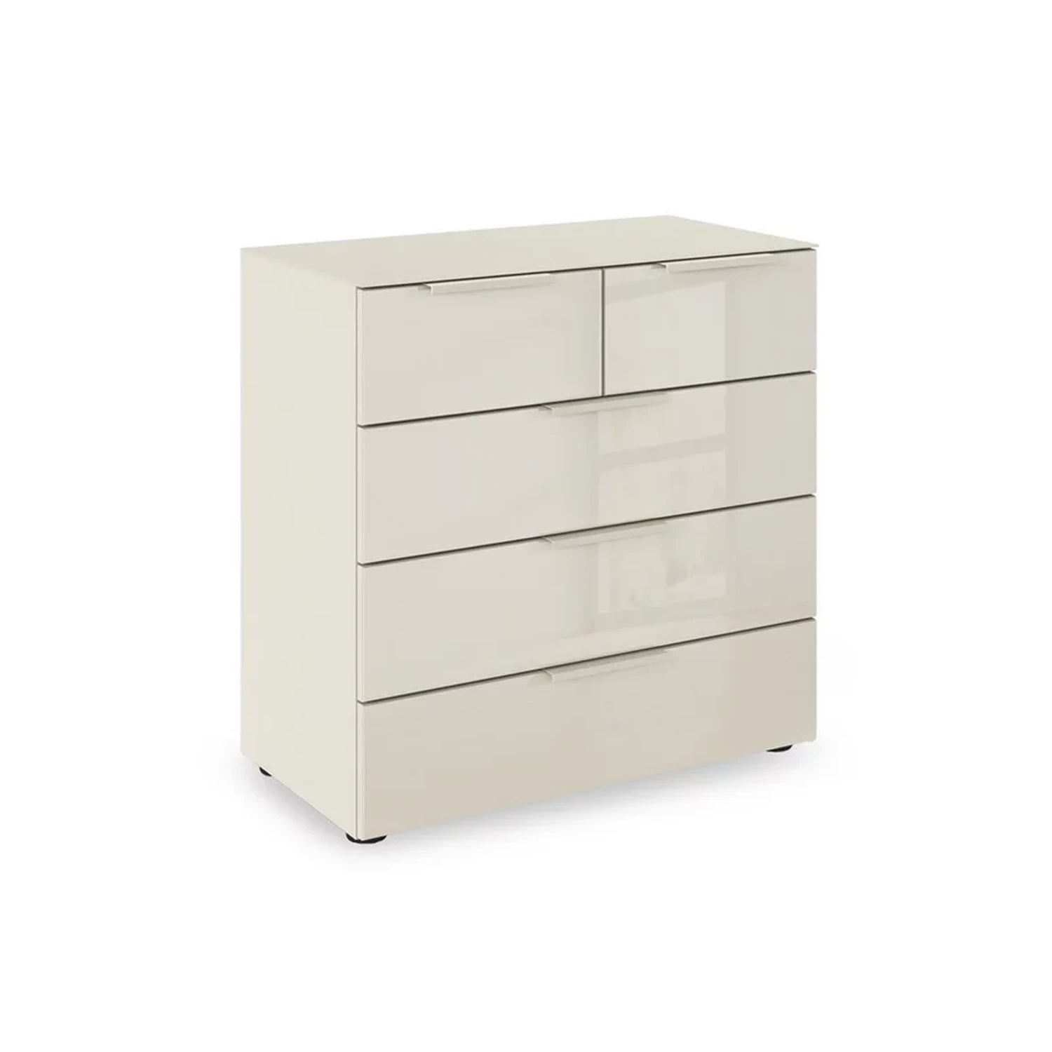 Rauch Heaven 3+2 Drawer Chest with Glass Top and Front in Champagne