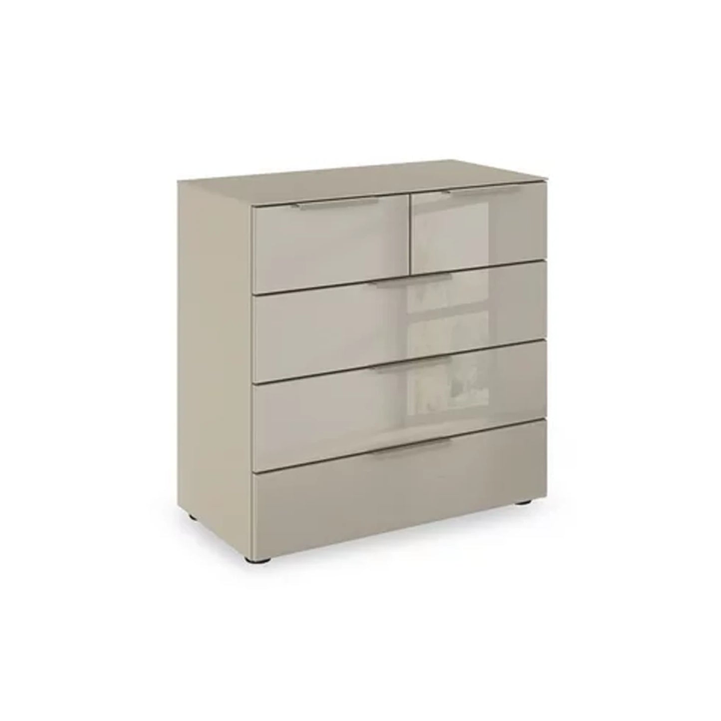 Rauch Heaven 3+2 Drawer Chest with Glass Top and Front in Fango