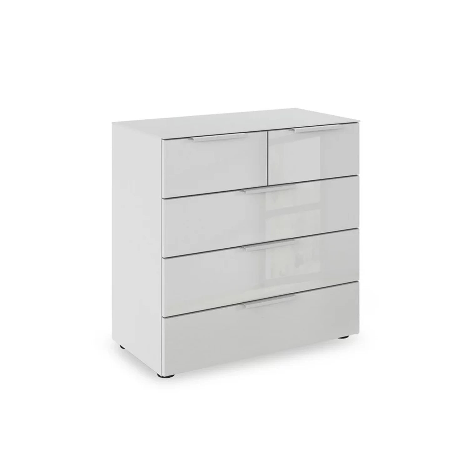 Rauch Heaven 3+2 Drawer Chest with Glass Top and Front in Silk Grey