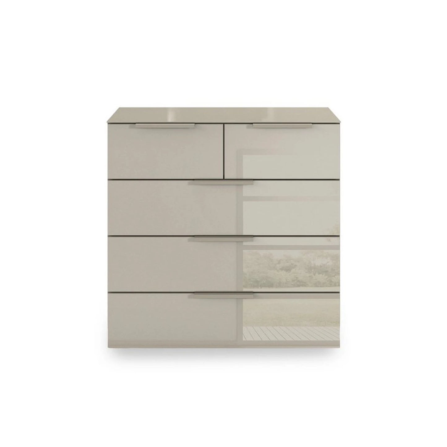 Rauch Heaven 3+2 Drawer Chest with Glass Top and Front - Front view