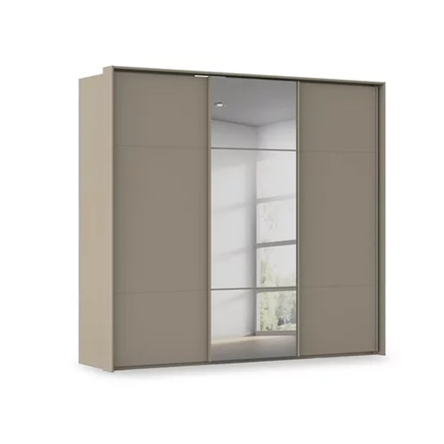 Rauch Haven 3 Door Slider Wardrobe with 2 Décor Doors and 1 Mirror Door in Fango