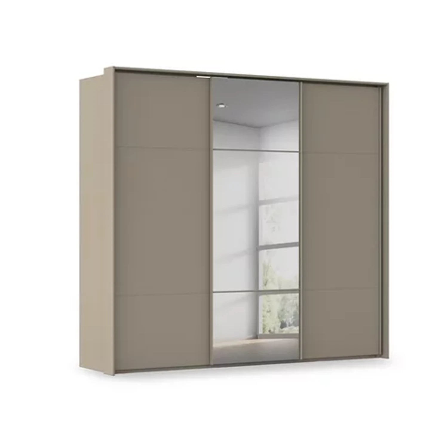 Rauch Haven 3 Door Slider Wardrobe with 2 Décor Doors and 1 Mirror Door in Fango