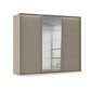 Rauch Haven 3 Door Slider Wardrobe with 2 Décor Doors, 1 Mirror Door and Lights in Fango