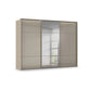 Rauch Haven 3 Door Slider Wardrobe with 2 Glass Doors, 1 Mirror Door & Lights in Fango