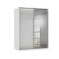 Rauch Haven 2 Door Slider Wardrobe with 1 Glass Door, 1 Mirror Door and Lights in Silk Grey