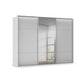 Rauch Haven 3 Door Slider Wardrobe with 2 Glass Doors, 1 Mirror Door & Lights in Silk Grey