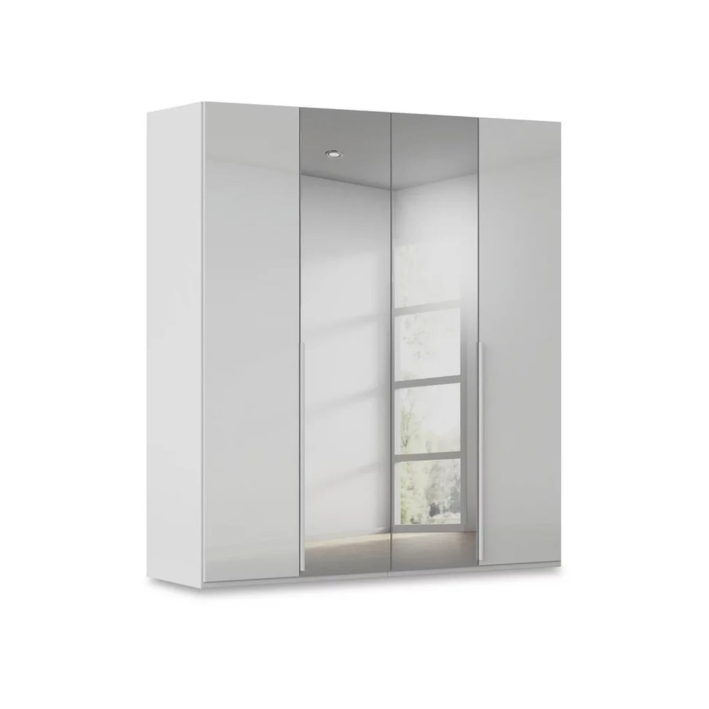 Rauch Haven 4 Door Hinged Wardrobe with 2 Glass Doors and 2 Mirror Doors in Silk Grey