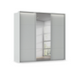 Rauch Haven 3 Door Slider Wardrobe with 2 Décor Doors, 1 Mirror Door and Lights in Silk Grey