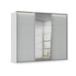 Rauch Haven 3 Door Slider Wardrobe with 2 Décor Doors, 1 Mirror Door and Lights in Silk Grey