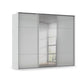 Rauch Haven 3 Door Slider Wardrobe with 2 Glass Doors and 1 Mirror Door in Silk Grey