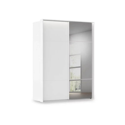 Rauch Haven 2 Door Slider Wardrobe with 1 Décor Door, 1 Mirror Door and Lights in White