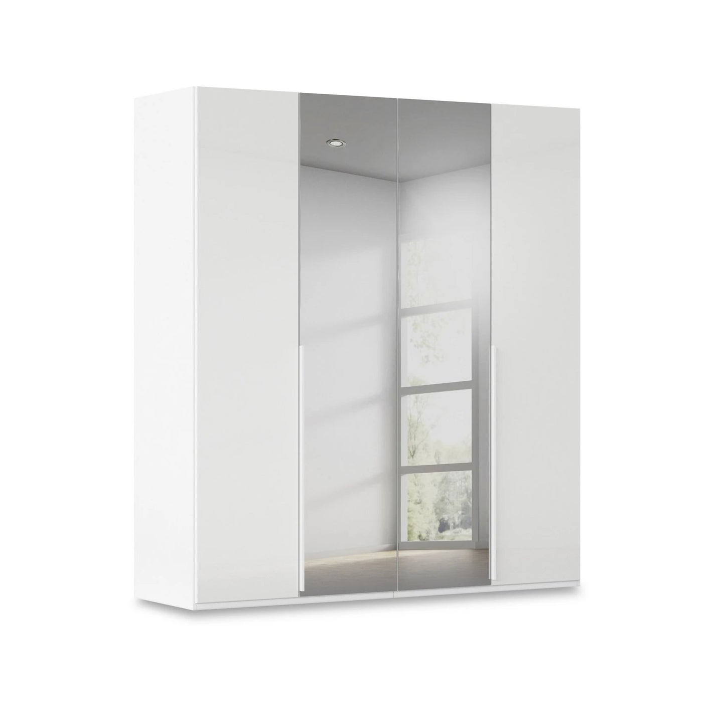 Rauch Haven 4 Door Hinged Wardrobe with 2 Glass Doors and 2 Mirror Doors in White
