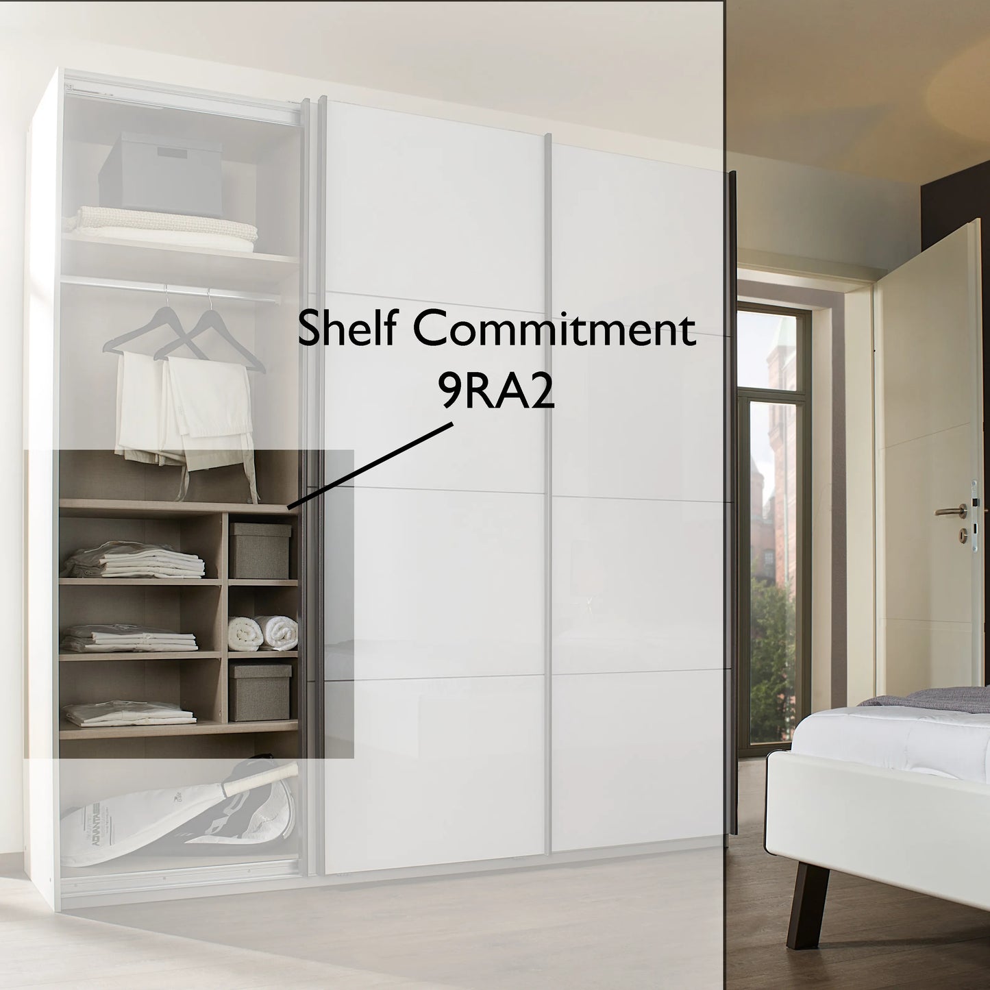 Shelf Commitment For Rauch Wardrobes - Orange - Styled in a Bedroom