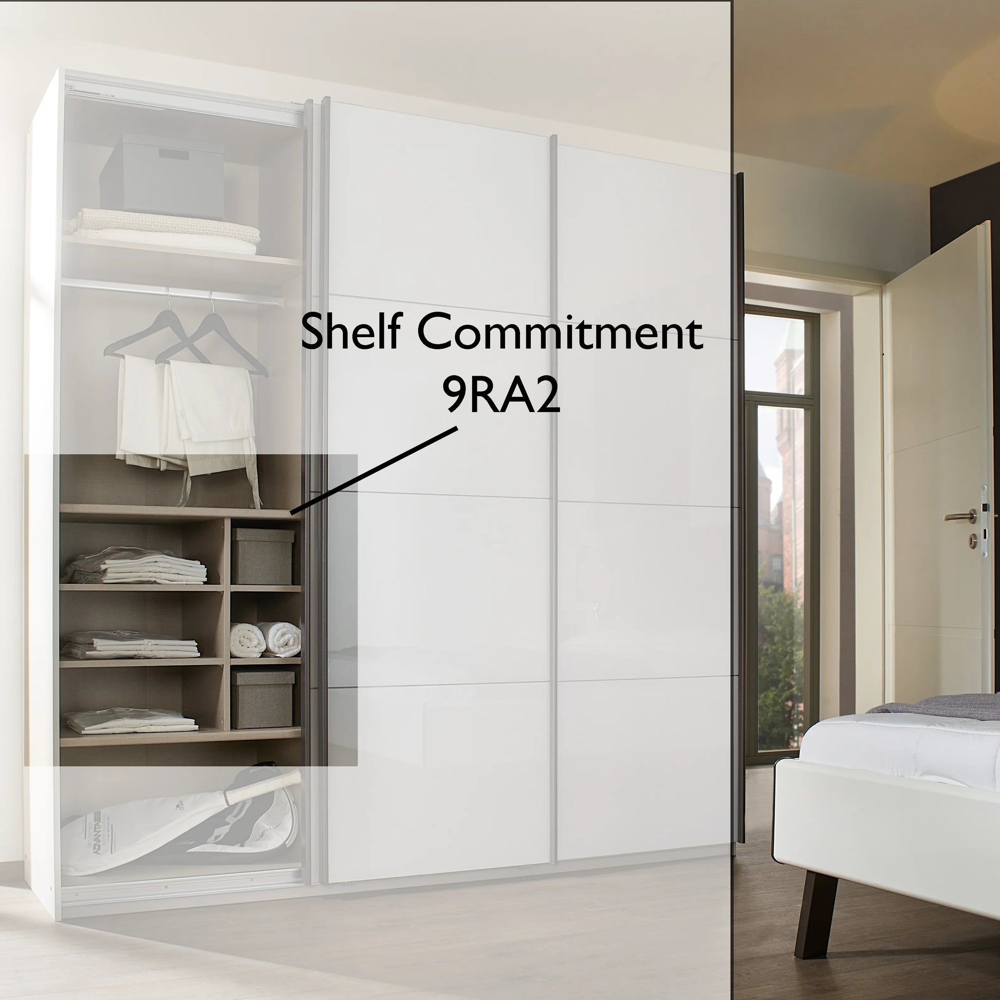 Shelf Commitment For Rauch Wardrobes - Orange - Styled in a Bedroom