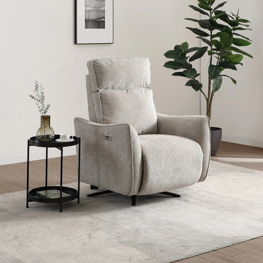 Styled in a room Shanghai Natural Chenille Fabric Power Swivel Recliner Chair