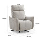 Shanghai Natural Chenille Fabric Power Swivel Recliner Chair Dimensions written on White background