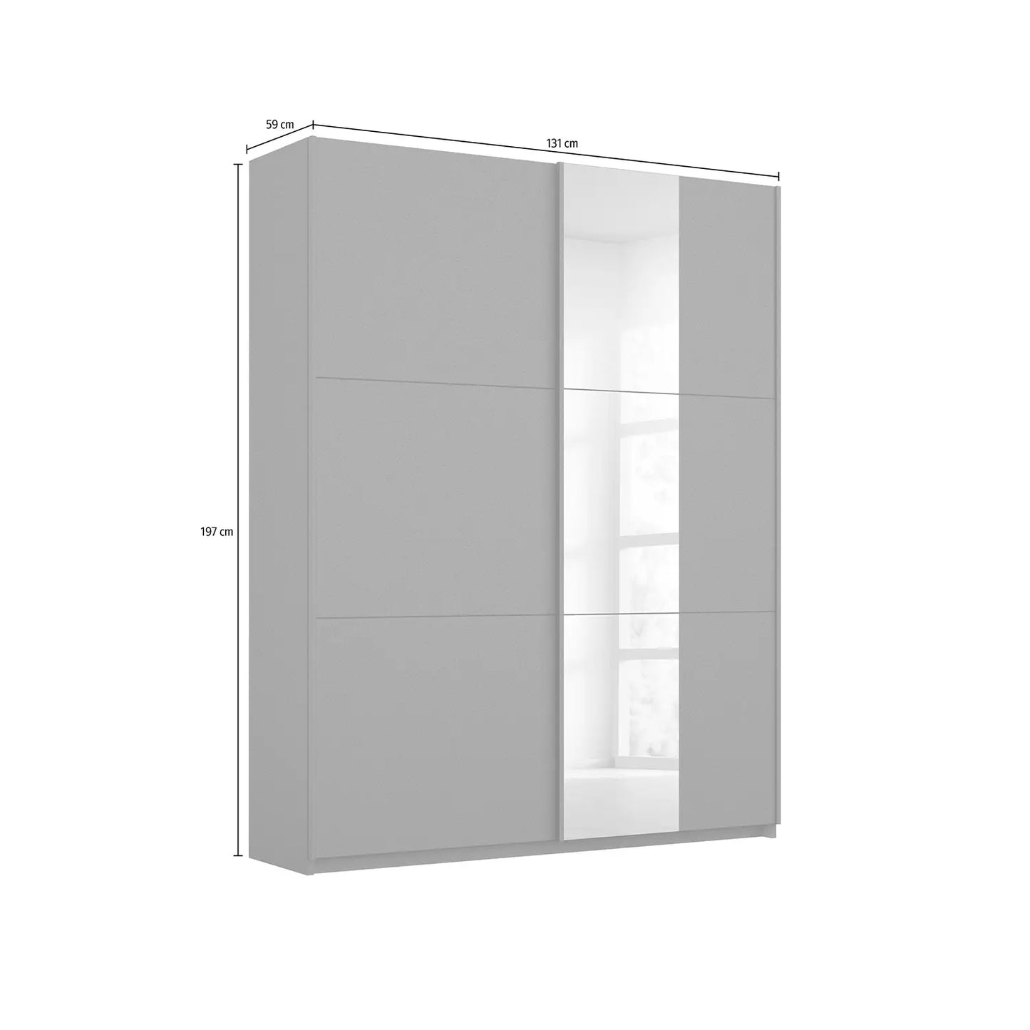 Metallic Grey Smart Small Sliding Door Wardrobe - Pendle Village Furniture
