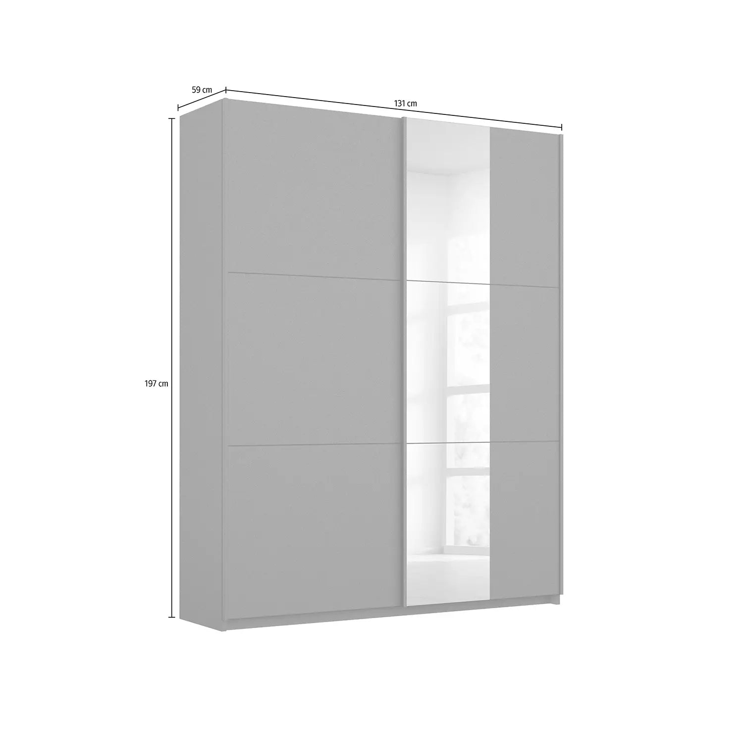 Metallic Grey Smart Small Sliding Door Wardrobe - Pendle Village Furniture