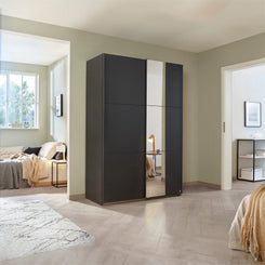 Metallic Grey Smart Small Sliding Door Wardrobe - Pendle Village Furniture