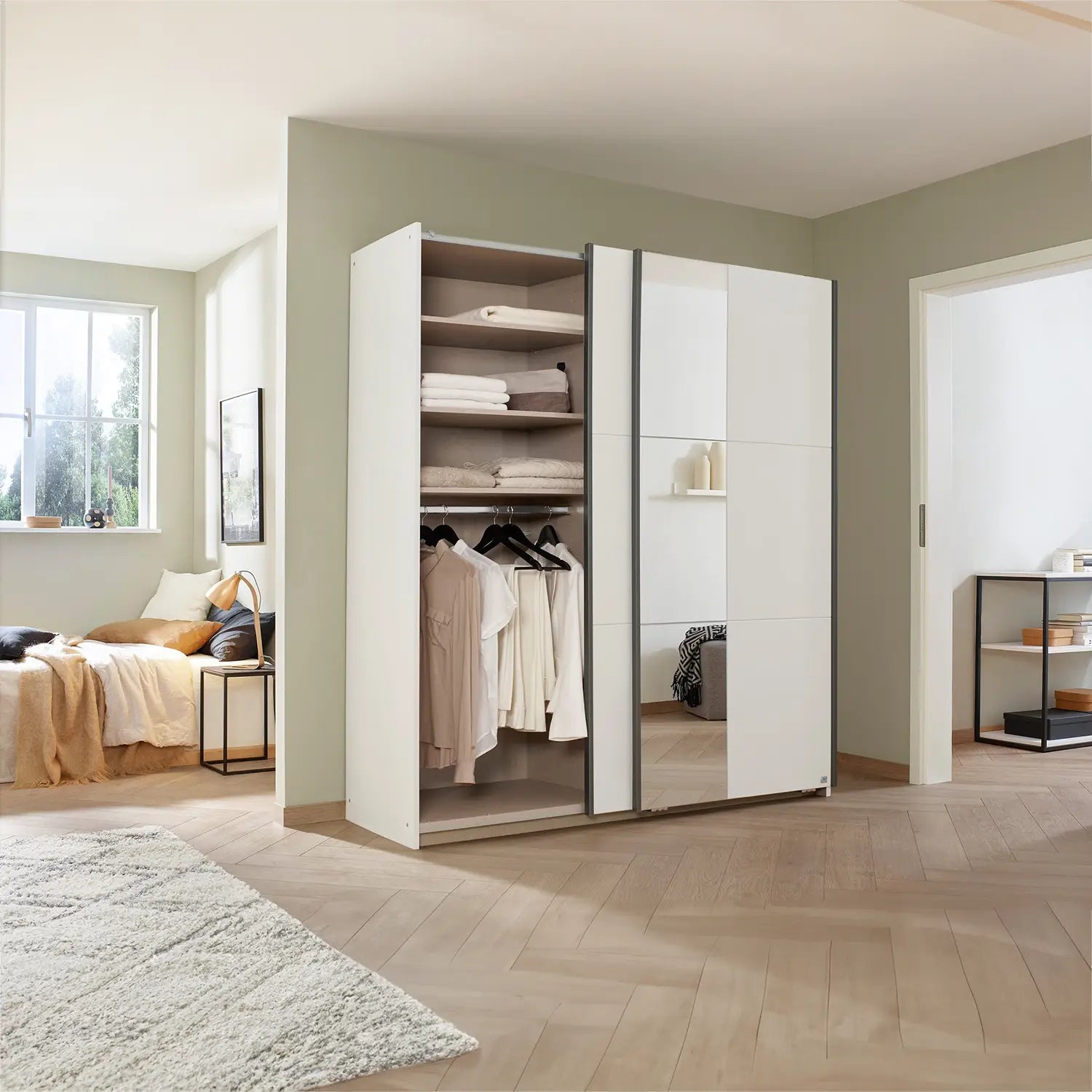 Smart Small White Sliding Door Wardrobe - Pendle Village Furniture