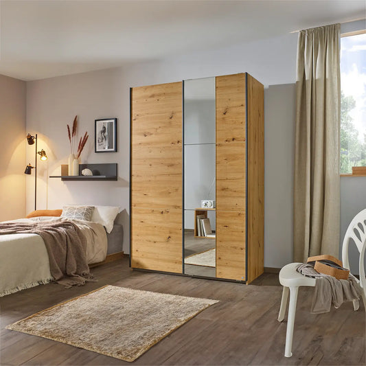 Smart Small Artisan Oak Sliding Door Wardrobe - Pendle Village Furniture