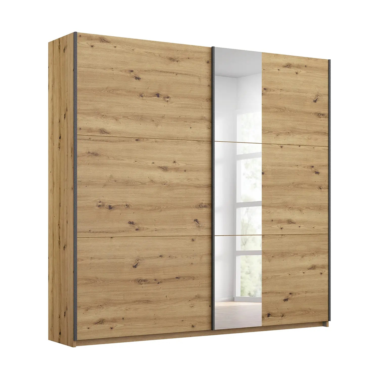 Smart Small Artisan Oak Sliding Door Wardrobe - Pendle Village Furniture