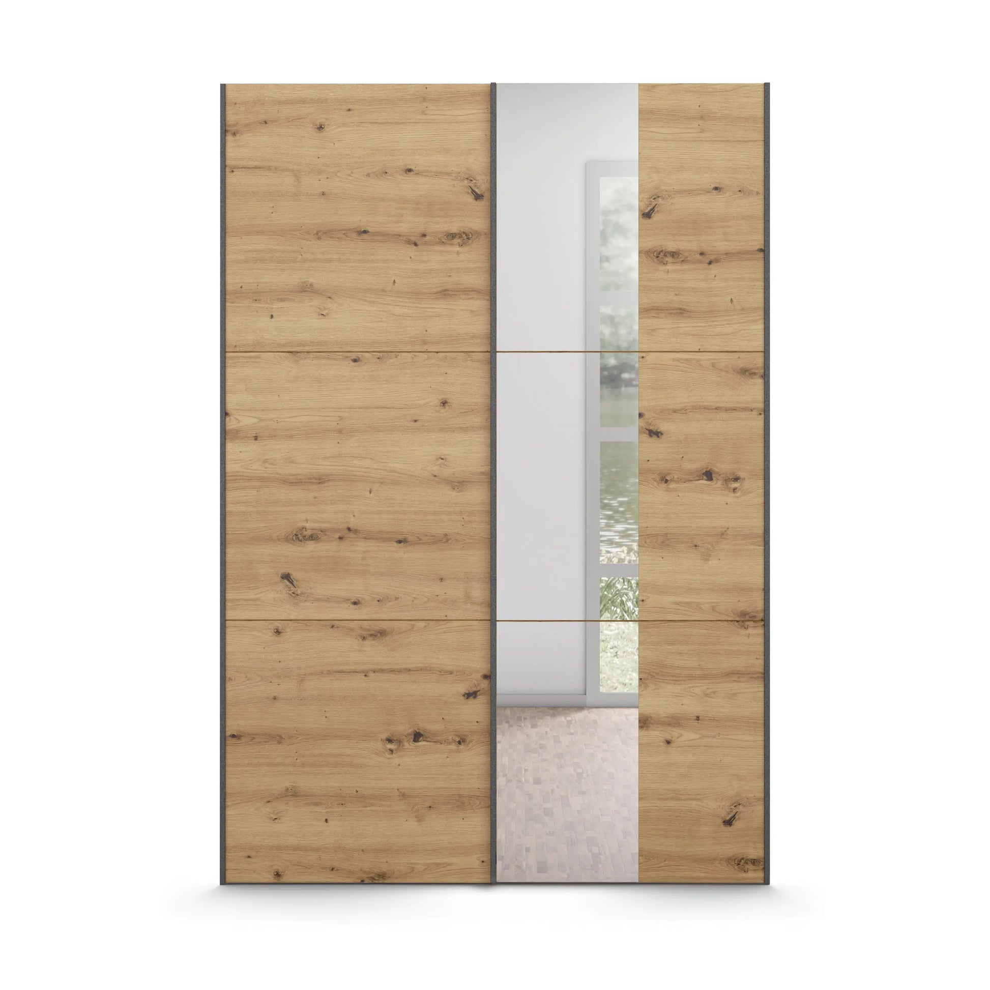 Smart Small Artisan Oak Sliding Door Wardrobe - Pendle Village Furniture