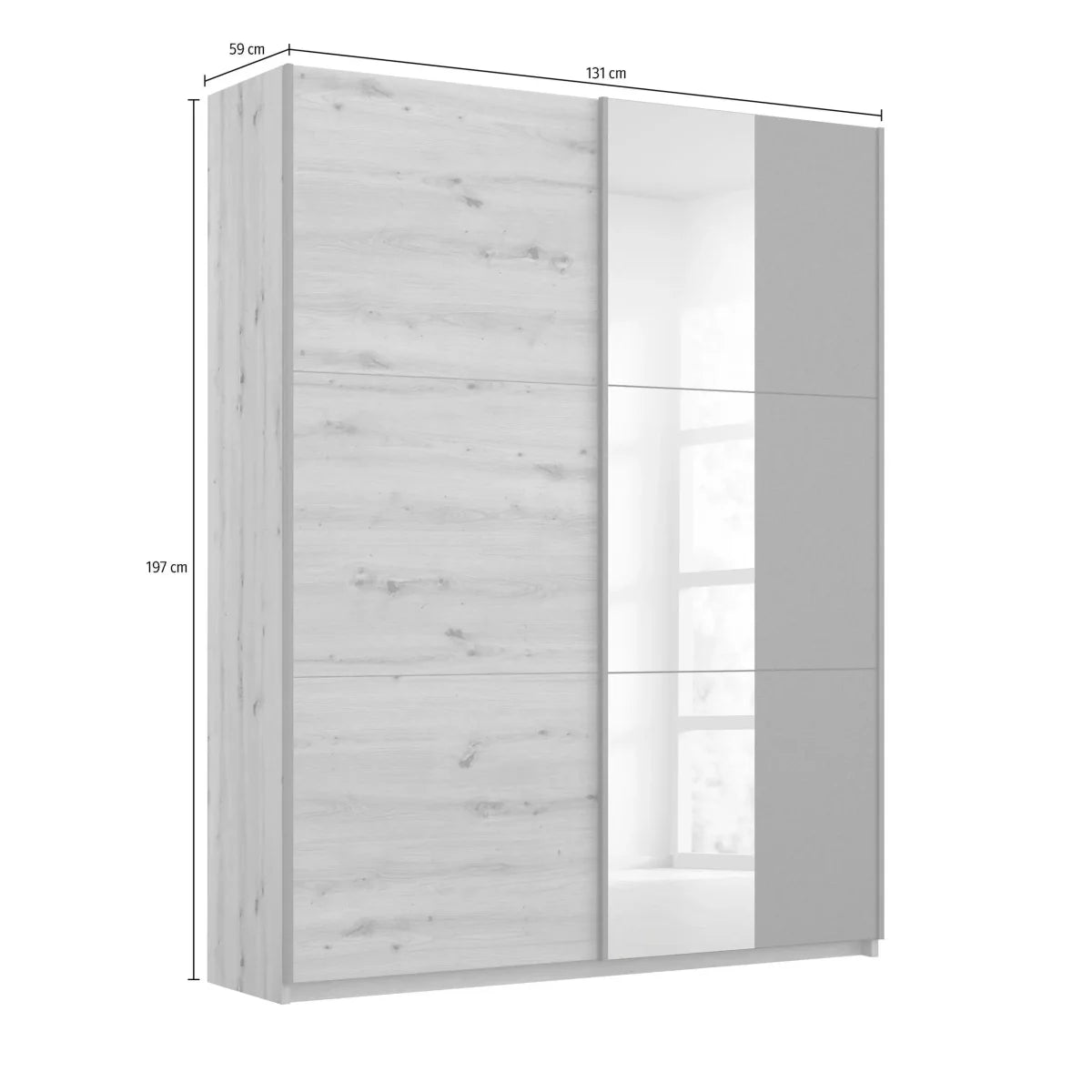 Smart Small Artisan Oak & Metallic Grey Sliding Door Wardrobe - Pendle Village Furniture