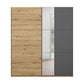 Smart Small Artisan Oak & Metallic Grey Sliding Door Wardrobe - Pendle Village Furniture