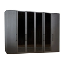 Stylo Decor & Transparent Glass Front 6 Door Wardrobe – W300cm